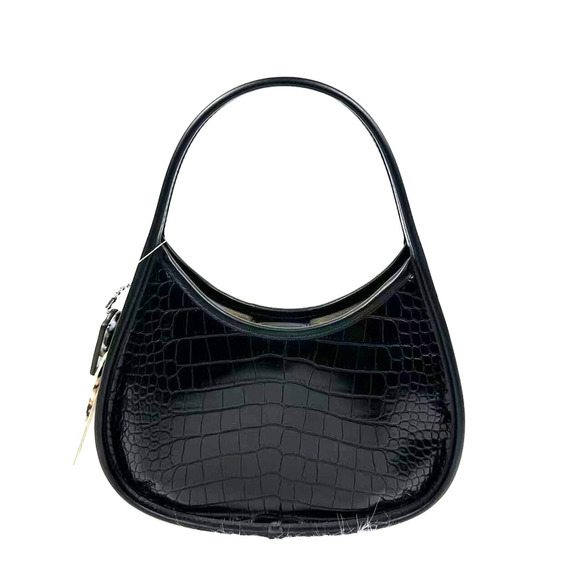 Coach Ergo Shoulder Bag In Croc Embossed Coachtopia Leather Black CT272 Rainbow - Picture 1 of 9